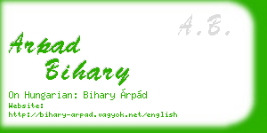 arpad bihary business card